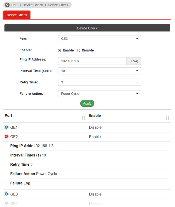 VigorSwitch P2280 PoE Device Check -1